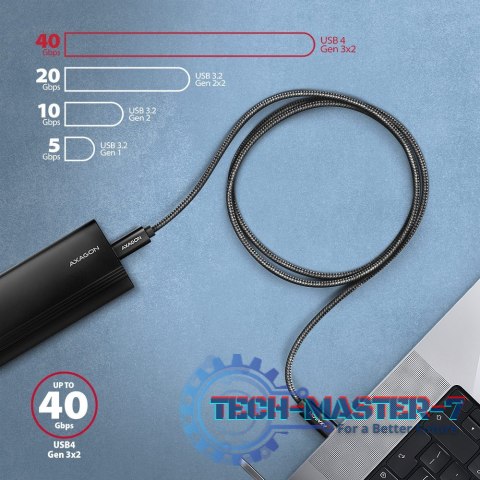 BUCM4X-CM10AB Kabel USB-C - USB-C, USB4 Gen 3x2 1m, PD 240W, 8K HD, ALU, oplot Czarny BUCM4X-CM10AB Kabel USB-C - USB-C, USB4 Gen 3x2 1m, PD 240W, 8K HD, ALU, oplot Czarny