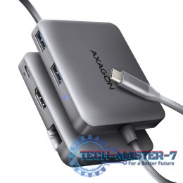HMC-5HL Wieloportowy hub USB 5in1, 5Gbps, 2x USB-A, HDMI 4K/60Hz, GLAN, PD 100W, 15cm USB-C kabel