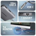 HMC-5HL Wieloportowy hub USB 5in1, 5Gbps, 2x USB-A, HDMI 4K/60Hz, GLAN, PD 100W, 15cm USB-C kabel