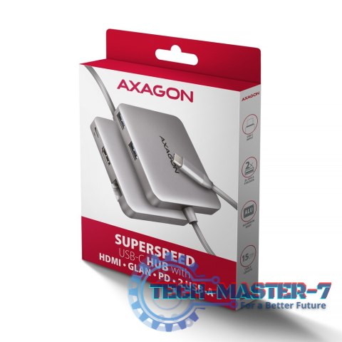 HMC-5HL Wieloportowy hub USB 5in1, 5Gbps, 2x USB-A, HDMI 4K/60Hz, GLAN, PD 100W, 15cm USB-C kabel HMC-5HL Wieloportowy hub USB 5in1, 5Gbps, 2x USB-A, HDMI 4K/60Hz, GLAN, PD 100W, 15cm USB-C kabel
