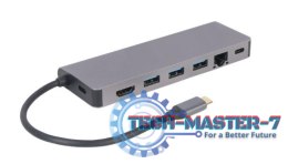 Hub USB-C do HDMI 1xUSB-C GbE 2xUSB-A Card PD