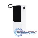 Powerbank 20000 mAh z wbudowanym kablem USB-C / Lightning / Micro USB + USB-A Biały