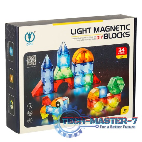 Klocki magnetyczne świecące 32 el. Klocki magnetyczne świecące 32 el.