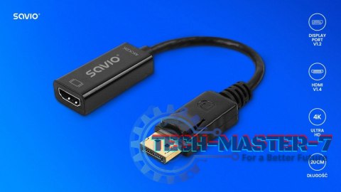 Adapter DisplayPort (M) v1.2 - HDMI (F) v1.4, 4K, AK-62 Adapter DisplayPort (M) v1.2 - HDMI (F) v1.4, 4K, AK-62