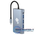 HUB Adapter USB C 8w1 HDMIx2 USB VGA RJ45 PD