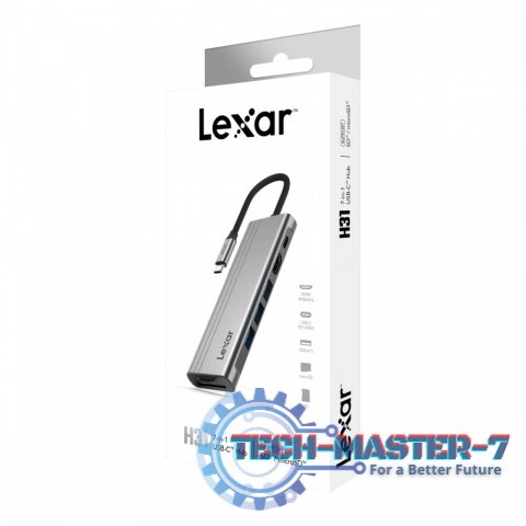 Hub 7-in-1 USB-C USB3.2 Gen1. Type-C, 3xUSB-A HDMI, SD, microSD slot. PD 100W