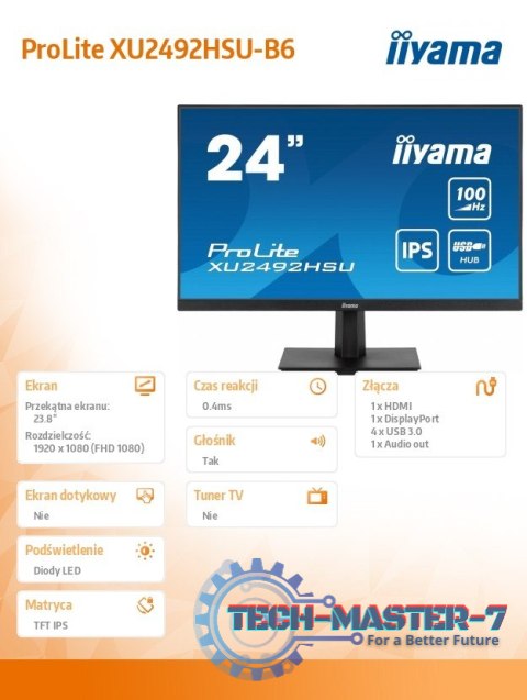 Monitor 23.8 cala XU2492HSU-B6 IPS,FHD,HDMI,DP,100Hz,4xUSB3.2,SLIM,2x2W Monitor 23.8 cala XU2492HSU-B6 IPS,FHD,HDMI,DP,100Hz,4xUSB3.2,SLIM,2x2W