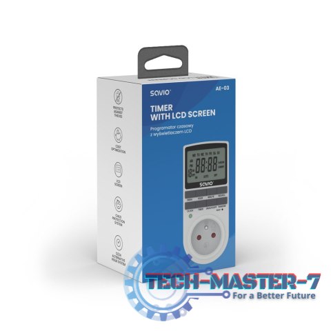 Programator czasowy z ekranem LCD, 16A, 3680W, AE-03 Programator czasowy z ekranem LCD, 16A, 3680W, AE-03