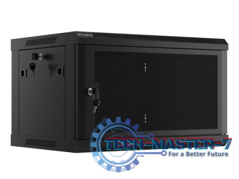 Szafa wisząca 19 cali 6U 600x450 drzwi perforowane (flat pack) czarna