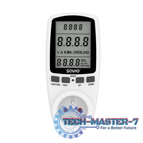 Watomierz, kalkulator energii z wyświetlaczem LCD, 16A, 3680W, AE-01