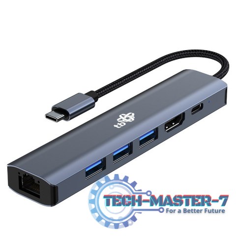 Adapter HUB USB C 6w1 - HDMI, USBx3, PD, RJ-45 Adapter HUB USB C 6w1 - HDMI, USBx3, PD, RJ-45