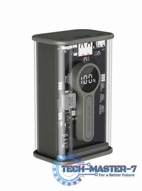 PowerBank Transparentny 9000 mAh QC3.0 Czarny PowerBank Transparentny 9000 mAh QC3.0 Czarny