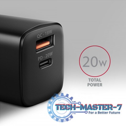 ACU-PQ20 Ładowarka sieciowa 20W, QC3.0/AFC/FCP + PD type-C Czarna ACU-PQ20 Ładowarka sieciowa 20W, QC3.0/AFC/FCP + PD type-C Czarna