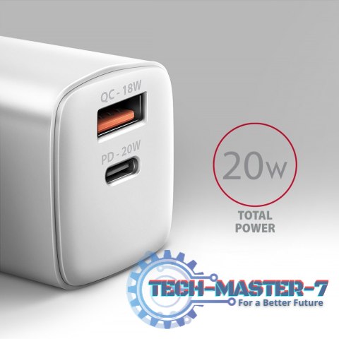ACU-PQ20W Ładowarka sieciowa 20W QC3.0/AFC/FCP + PD type-C Biała ACU-PQ20W Ładowarka sieciowa 20W QC3.0/AFC/FCP + PD type-C Biała