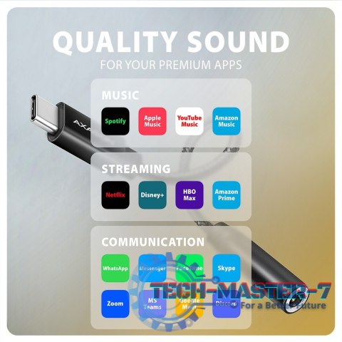 ADA-HC Zewnętrzna karta dźwiękowa USB-C 32bit DAC 3.5mm (F) złącze, 384kHz ADA-HC Zewnętrzna karta dźwiękowa USB-C 32bit DAC 3.5mm (F) złącze, 384kHz