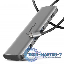 HMC-5H Wieloportowy hub USB 5in1, 5Gbps, 3x USB-A, HDMI 4K/30Hz, PD 100W, 100cm USB-C kabel