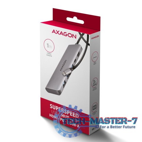 HMC-5H Wieloportowy hub USB 5in1, 5Gbps, 3x USB-A, HDMI 4K/30Hz, PD 100W, 100cm USB-C kabel HMC-5H Wieloportowy hub USB 5in1, 5Gbps, 3x USB-A, HDMI 4K/30Hz, PD 100W, 100cm USB-C kabel