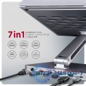 HMC-STND Stojak z wieloportowy hub Aluminiowy 7in1, 5Gbps, do 10"-16" cali laptopów, nastawny, 3x USB-A, HDMI 4K/60Hz, GLAN, PD 
