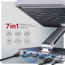 HMC-STND Stojak z wieloportowy hub Aluminiowy 7in1, 5Gbps, do 10