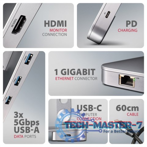 HMC-STND Stojak z wieloportowy hub Aluminiowy 7in1, 5Gbps, do 10"-16" cali laptopów, nastawny, 3x USB-A, HDMI 4K/60Hz, GLAN, PD HMC-STND Stojak z wieloportowy hub Aluminiowy 7in1, 5Gbps, do 10"-16" cali laptopów, nastawny, 3x USB-A, HDMI 4K/60Hz, GLAN, PD