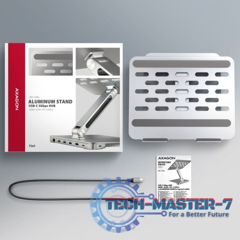 HMC-STND Stojak z wieloportowy hub Aluminiowy 7in1, 5Gbps, do 10"-16" cali laptopów, nastawny, 3x USB-A, HDMI 4K/60Hz, GLAN, PD HMC-STND Stojak z wieloportowy hub Aluminiowy 7in1, 5Gbps, do 10"-16" cali laptopów, nastawny, 3x USB-A, HDMI 4K/60Hz, GLAN, PD