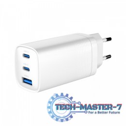 Ładowarka PowerDelivery 1xA 2xC GaN 65W Biała