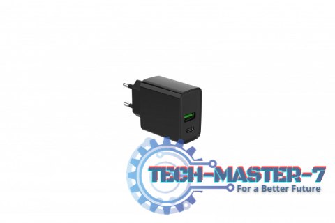 Ładowarka PowerDelivery USB-A USB-C 20W Czarna Ładowarka PowerDelivery USB-A USB-C 20W Czarna