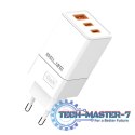 Ładowarka siciowa 65W GaN 2xUSB-C+USB-A bez kabla Biała