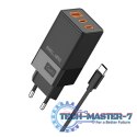 Ładowarka sieciowa 65W GaN 2xUSB-C + USB-A +Kabel USB-C Czarna