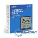 Czujnik temperatury i wilgotności, do użytku wewnętrznego, ekran LCD, zegar, data, uchwyt z magnesem, CT-01/B Czarny