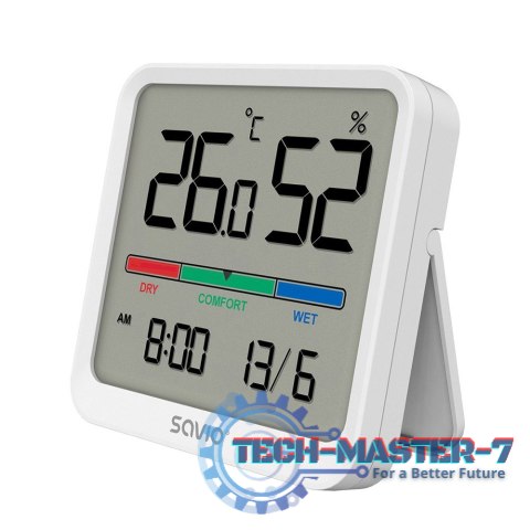 Czujnik temperatury i wilgotności, do użytku wewnętrznego, ekran LCD, zegar, data, uchwyt z magnesem, CT-01/W Biały Czujnik temperatury i wilgotności, do użytku wewnętrznego, ekran LCD, zegar, data, uchwyt z magnesem, CT-01/W Biały