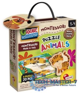 Montessori Puzzle drewniane ze zwierzętami