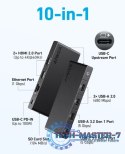 Hub 364 USB-C Dual Display 10w1 2x4K HDMI eth czarny
