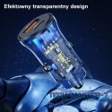 Ładowarka samochodowa 30W 1xUSB+1xUSB-C fast charge Niebieska