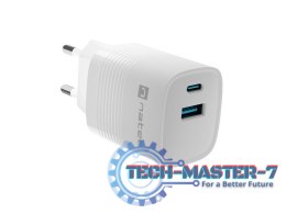 Ładowarka sieciowa Ribera GAN 1X USB-A + 1X USB-C 30W Biała