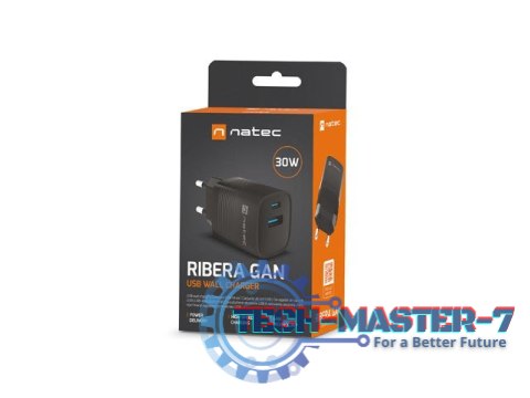 Ładowarka sieciowa Ribera GAN 1X USB-A + 1X USB-C 30W Czarna Ładowarka sieciowa Ribera GAN 1X USB-A + 1X USB-C 30W Czarna