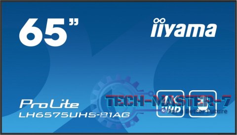 Monitor 65 cali LH6575UHS-B1AG 24/7,IPS,ANDROID.11,4K,500cd/m2,WiFi,3xHDMI,DP,Daisy/Chain,2xUSB,2x10W,RJ45,iiSignage2,FailOver,S
