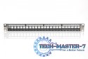 Panel krosowy (patch panel) modularny 19" 24 porty pod moduły keystone, 1U, ekranowany, prowadnica kabli, wymienne pola opisowe 