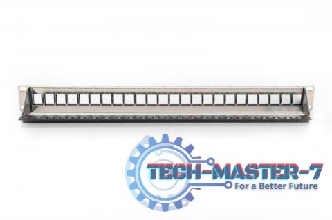 Panel krosowy (patch panel) modularny 19" 24 porty pod moduły keystone, 1U, ekranowany, prowadnica kabli, wymienne pola opisowe Panel krosowy (patch panel) modularny 19" 24 porty pod moduły keystone, 1U, ekranowany, prowadnica kabli, wymienne pola opisowe