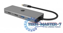 Stacja dokująca IB-DK4012-CPD 9w1, 2x HDMI, 4K60Hz, 3xUSB, 100W PD,LAN, Czytnik kart