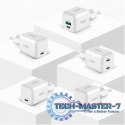 Ładowarka sieciowa USB C 2x18W 3A Power delivery 3.0 QC3.0 Biała