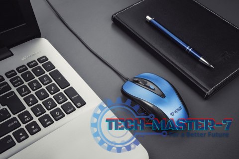Mysz przewodowa USB , 4 przyciski, optyczna, symetryczna, Błękit Mysz przewodowa USB , 4 przyciski, optyczna, symetryczna, Błękit