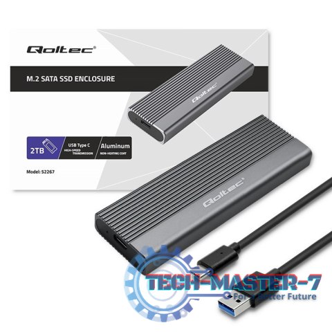 Obudowa | kieszeń na dysk SSD M.2 | SATA | NGFF | USB-C | Super speed 6Gb/s | 2TB | Szara Obudowa | kieszeń na dysk SSD M.2 | SATA | NGFF | USB-C | Super speed 6Gb/s | 2TB | Szara